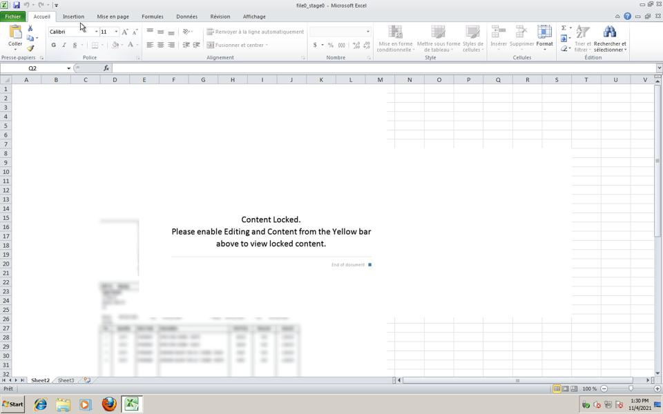 Excel sheet baiting the user to deactivate safe mode